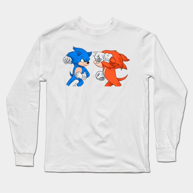 sonic vs knuckles Long Sleeve T-Shirt by Stephanie Francoeur Art